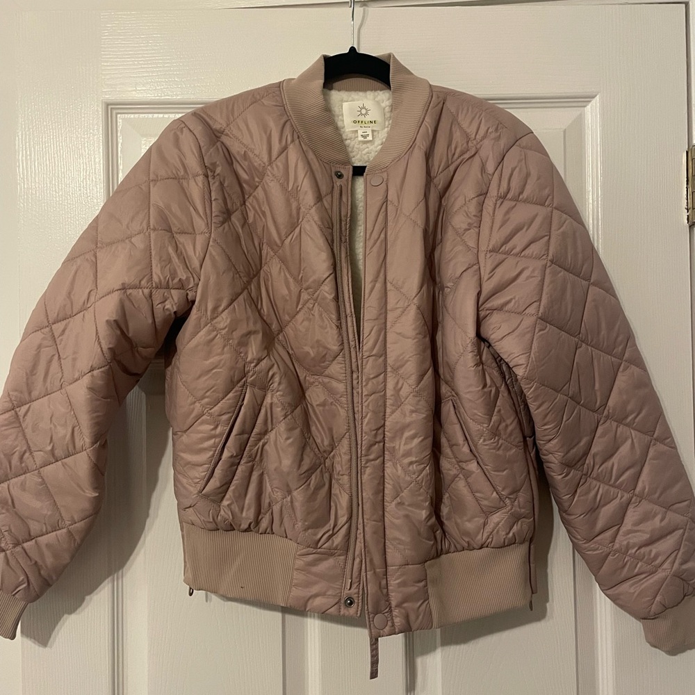 Offline by Aerie Sherpa lined cropped bomber jacket